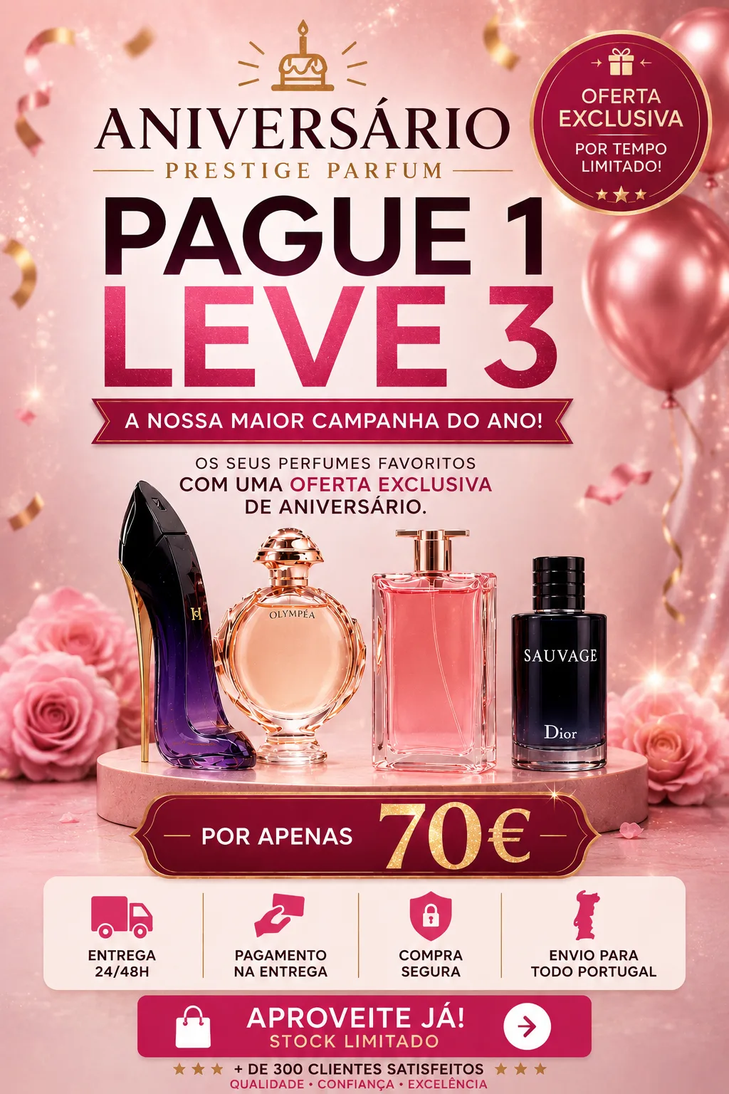 Aniversário Prestige Parfum — Pague 1 Leve 3